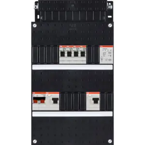 Intérieur de tableau ABB Hafonorm monophasé avec couvercle, 4 circuits, 2 interrupteurs différentiels, interrupteur principal 2 pôles et transformateur de sonnerie