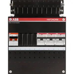 Tableau électrique ABB Hafonorm monophasé 3 circuits avec disjoncteurs différentiels et interrupteur principal 2 pôles