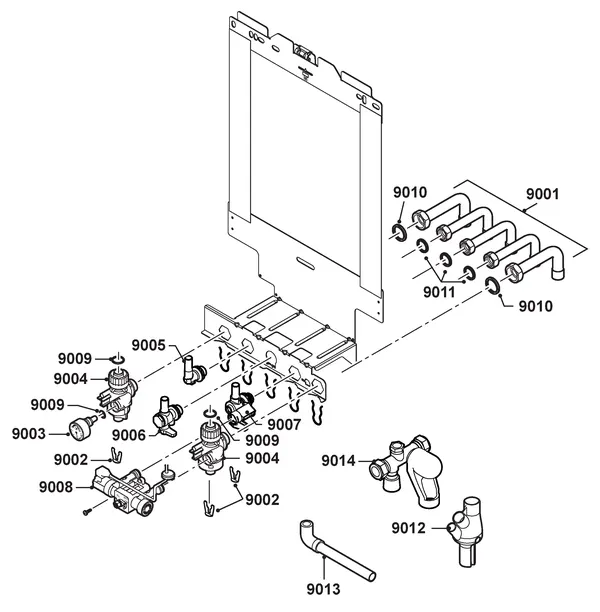 Exploded view Remeha Calenta Ace 25DS Dubbele Solo: Montageframe