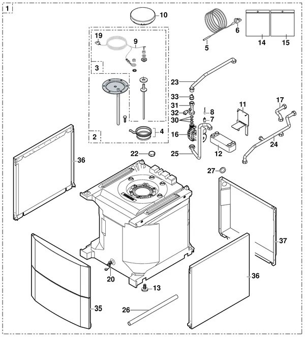 Vue éclatée Remeha Tank 100 HL : Vue d'ensemble