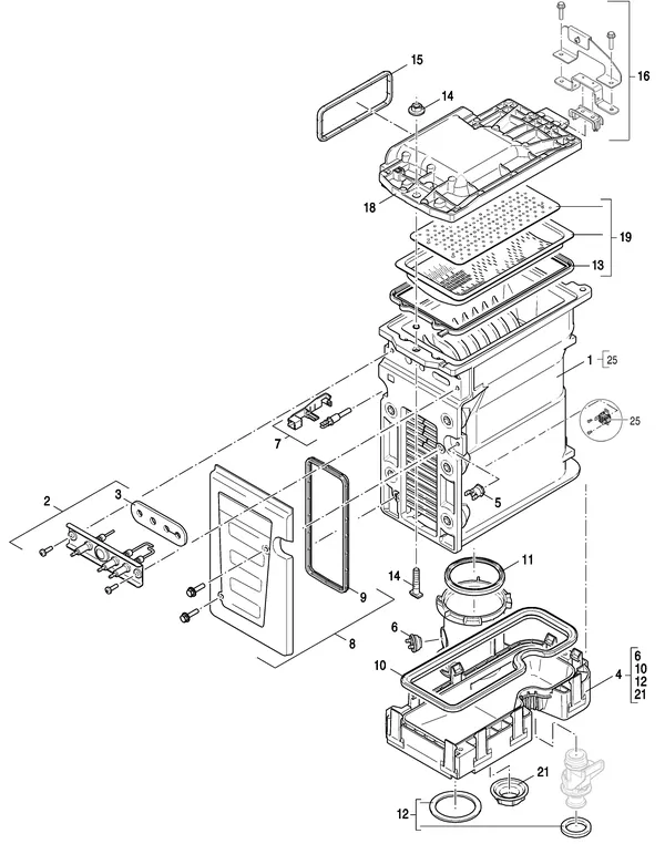 Vue éclatée Nefit (Bosch) 9000i AquaPower Plus HRC45 CW6 : Échangeur thermique