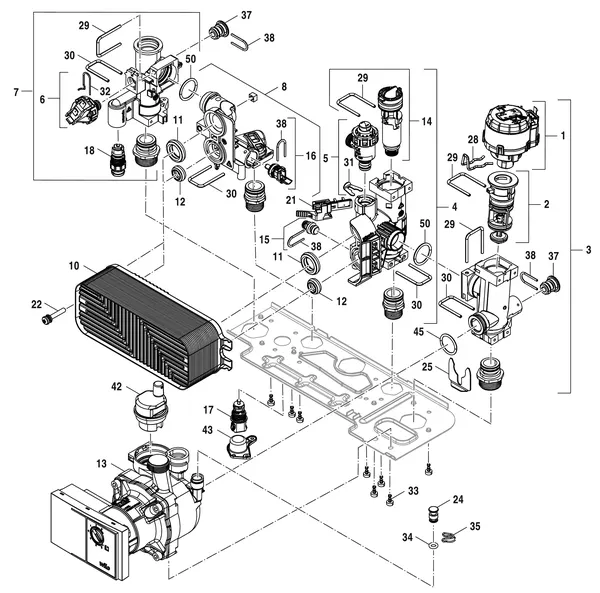 Vue éclatée Nefit (Bosch) 2300i HRC25/3 : Hydrauliekblok