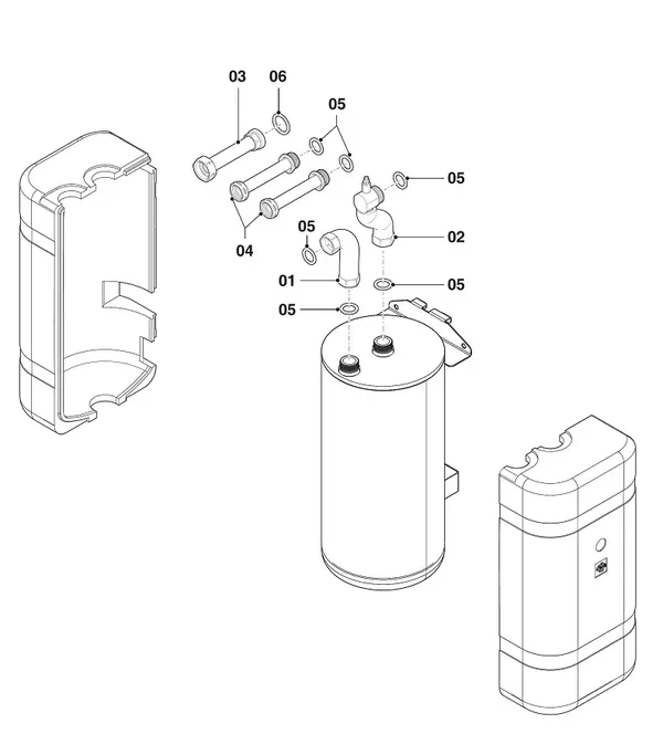 Vue éclatée Vaillant uniTOWER Split VWL 78/5 IS : Ballon tampon 18 l