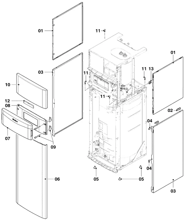 Vue éclatée Vaillant uniTOWER VIH QW 190/6 E : Habillage