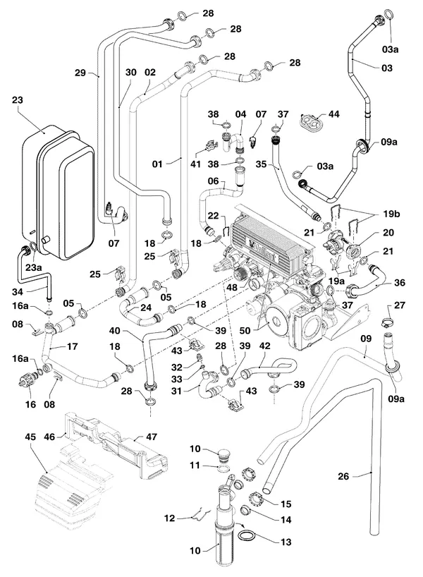 Vue éclatée Vaillant ecoCOMPACT VSC 306/4-5 90 : Pièces de raccordement