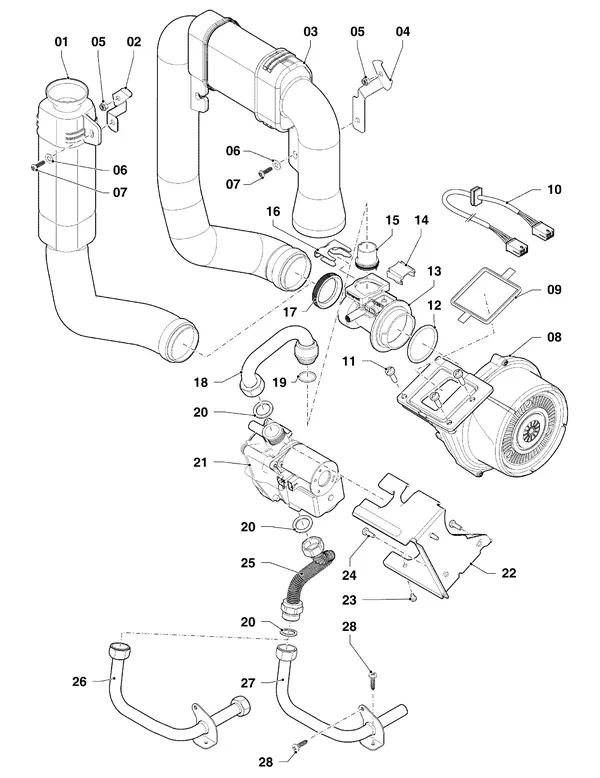 Vue éclatée Vaillant ecoTEC plus VHR 25-30/5-5 R6 : Bloc gaz et ventilateur