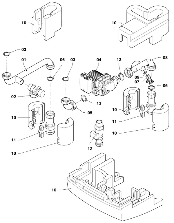 Vue éclatée Vaillant ecoTEC plus VC 1206/5-5 R3 : Pompe