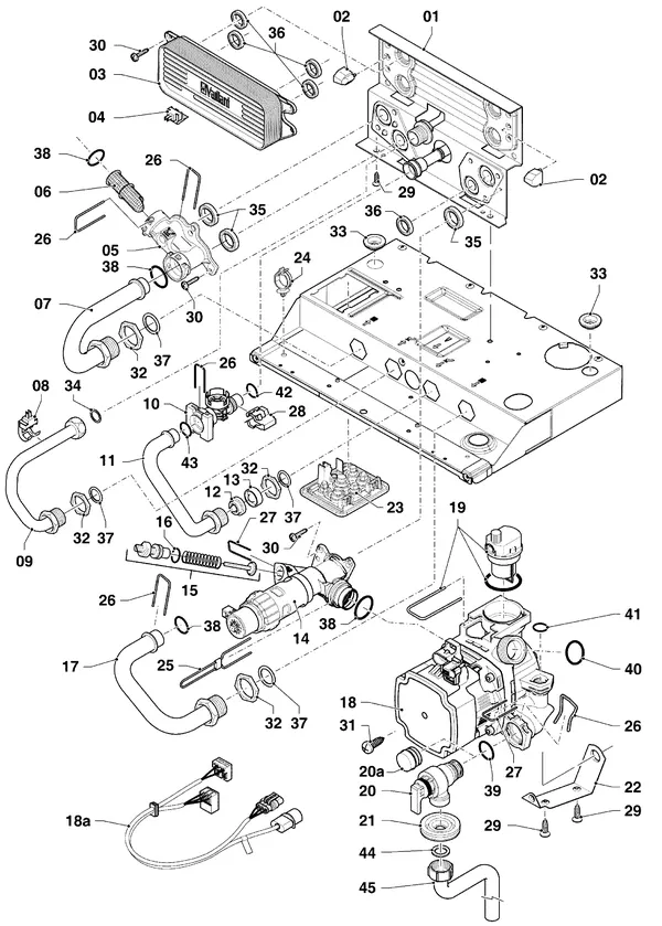 Vue éclatée Vaillant ecoTEC classic VHR 23-28/5-3 R6 : Pièces hydrauliques – hydrobloc