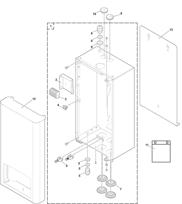 Vue éclatée Remeha Elga Ace unité intérieure 6kW : Bemanteling