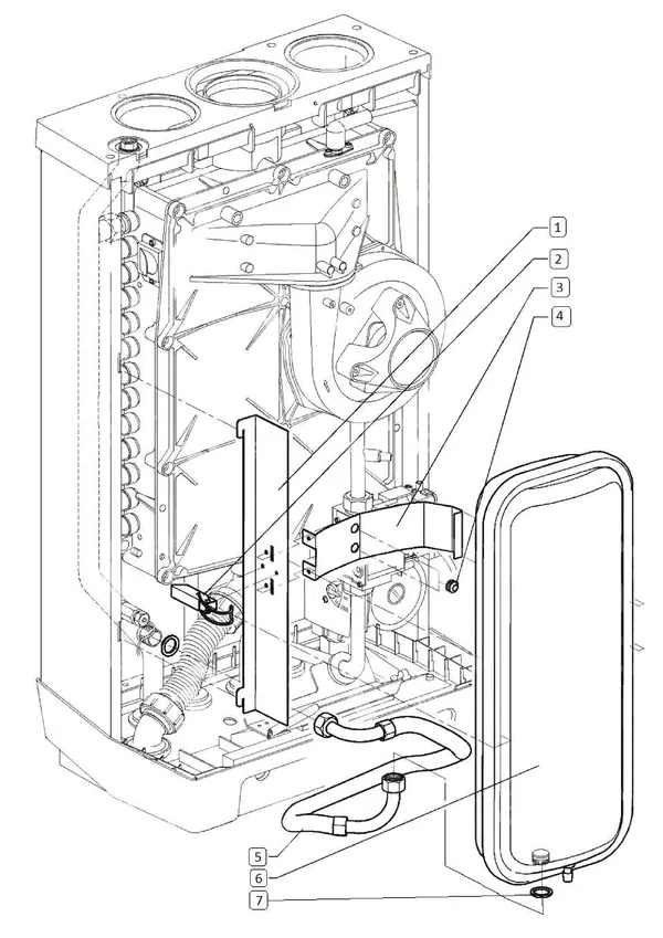 Vue éclatée Intergas Kombi Kompakt 22A Chalet : Vase d'expansion