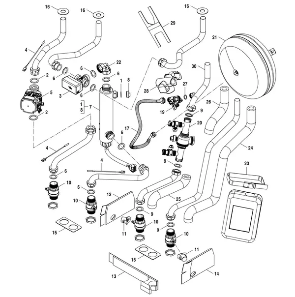 Vue éclatée Bosch Compress 7800i LW 8 MF : Hydraulique
