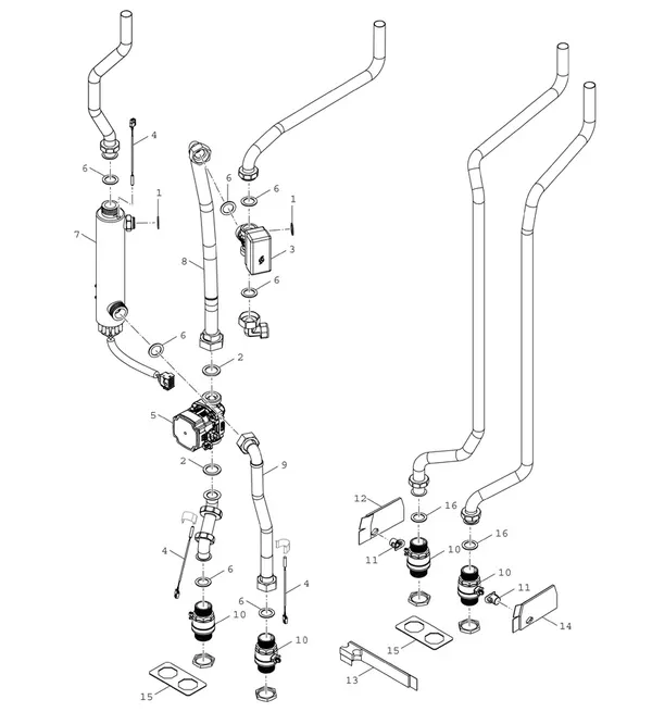 Vue éclatée Bosch Compress 7800i LW 16 MF : Hydraulique