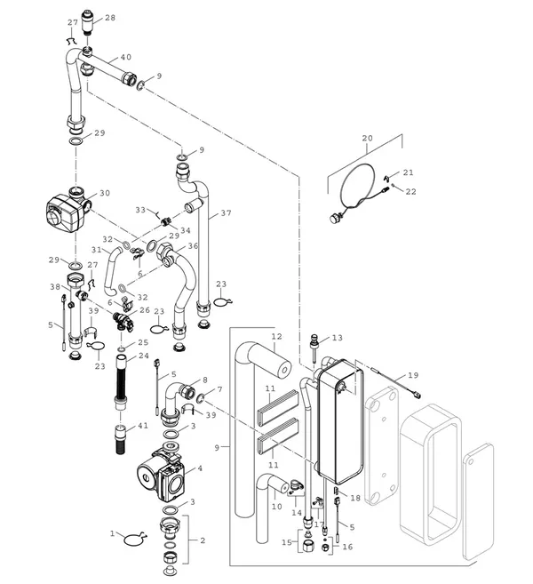 Vue éclatée Bosch Compress Hybrid 3400i AWS (CS3400iAWS 10B) : Hydraulique
