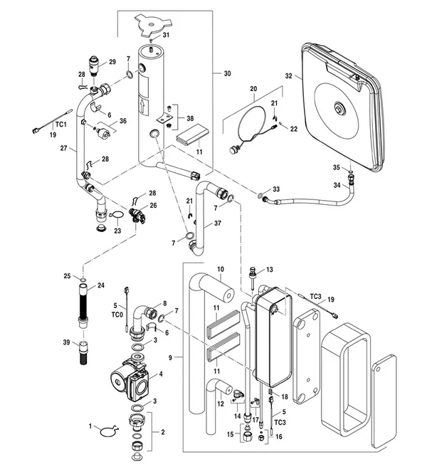 Vue éclatée Bosch Compress 3400i AWS (CS3400iAWS 10E) : Hydraulique