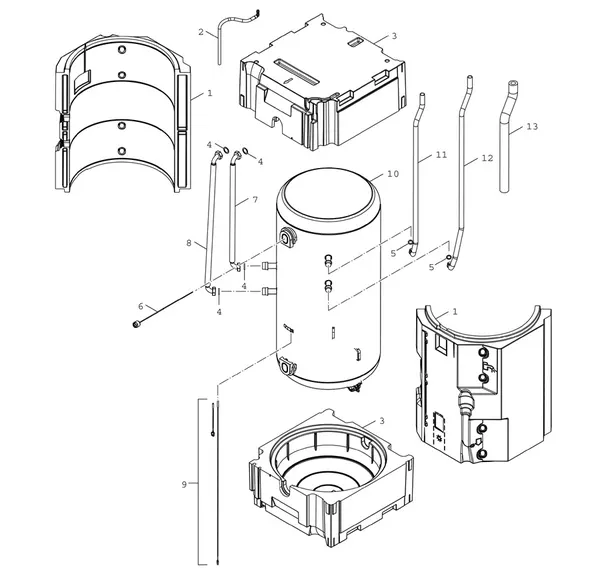 Vue éclatée Bosch Compress 3400i AWS (CS3400iAWS 10M) : Ballon d'eau chaude