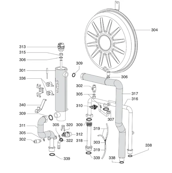 Exploded view Atag IDM | binnenunit wand: Hydraulische componenten