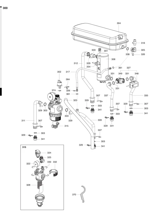 Vue éclatée Atag Energion IDU M-L : Hydraulische componenten