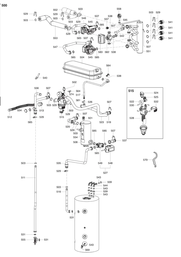Exploded view Atag Energion IDU M F 2Z: Hydraulische componenten