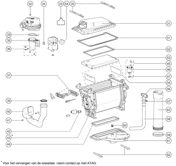 Exploded view Atag Q25CR | vanaf 2020 OSS2: Warmteblok