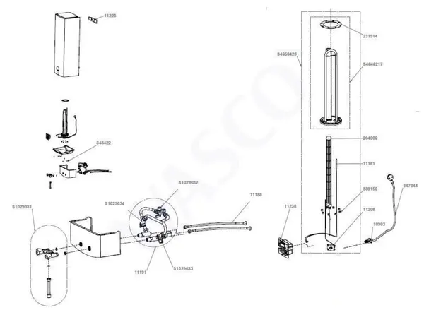 Vue éclatée Inventum AquaSafe chauffe-eau de remplacement de chauffe-bain : Vue d'ensemble