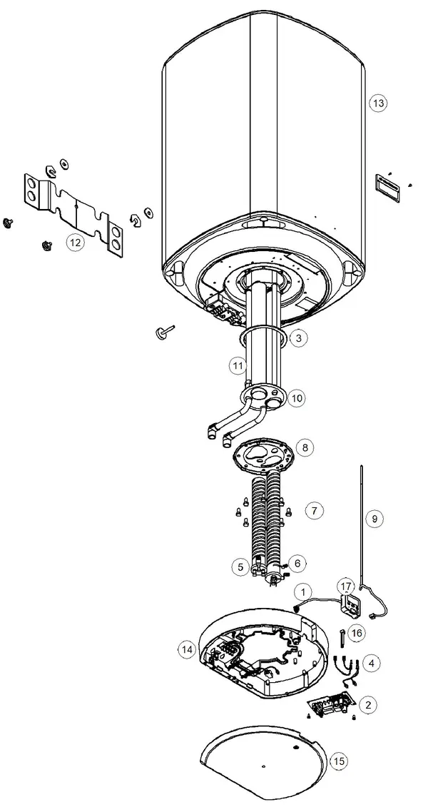 Exploded view Itho Daalderop Mono-plus 50: Totaaloverzicht