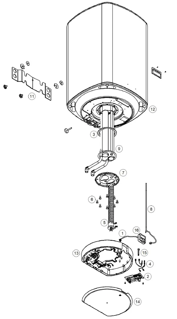 Vue éclatée Itho Daalderop Smart Ballon d'eau chaude Mono 30 03-00338 : Vue d'ensemble
