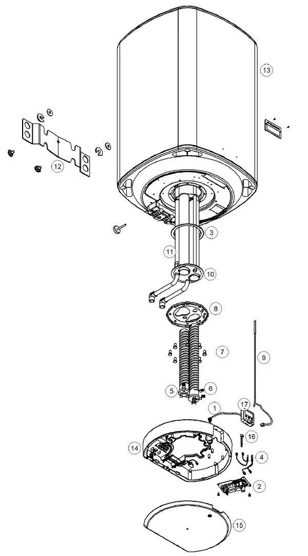 Vue éclatée Itho Daalderop Smart Ballon d'eau chaude Mono Plus 80 03-00345 : Vue d'ensemble