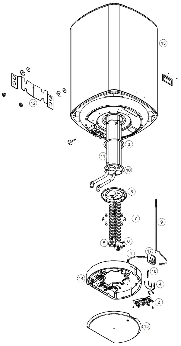 Vue éclatée Itho Daalderop Smart Ballon d'eau chaude Mono Plus 120 03-00346 : Vue d'ensemble