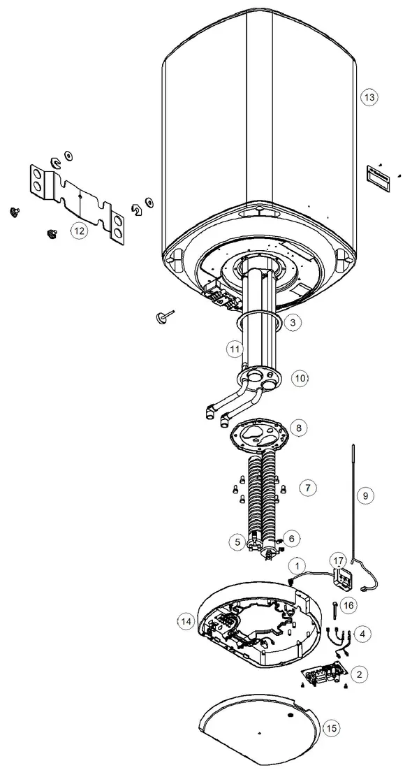 Vue éclatée Itho Daalderop Smart Ballon d'eau chaude Mono Plus 150 03-00347 : Vue d'ensemble
