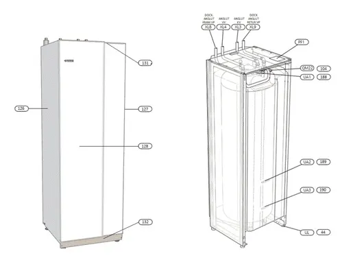 Vue éclatée Nibe VPB 300-R : Vue d'ensemble