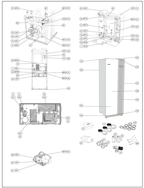 Vue éclatée Nibe F1145-12 EM 3x230V | 065139 : Vue d'ensemble
