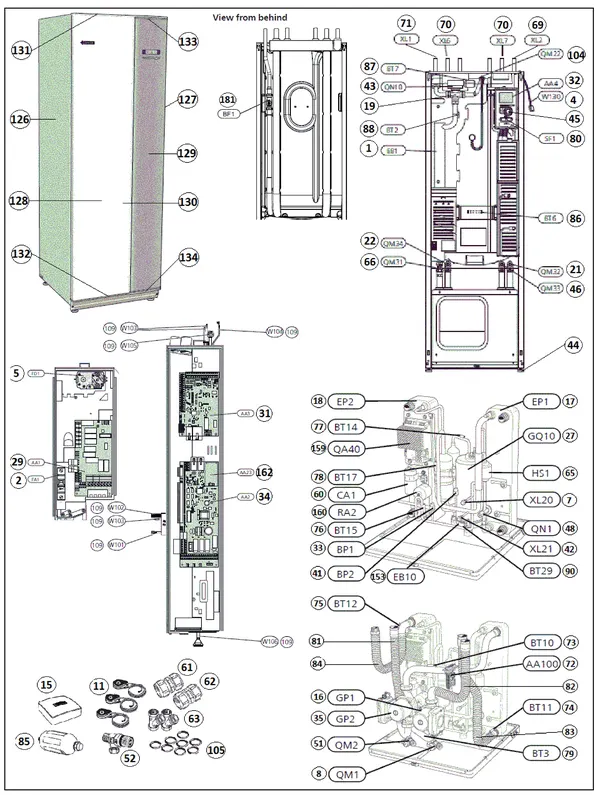 Vue éclatée Nibe F1255-6 R EM 3x230V | 065316 : Vue d'ensemble