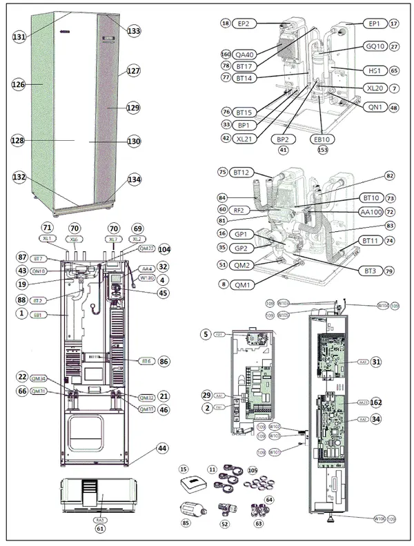 Vue éclatée Nibe F1255-12 R | 065402 : Vue d'ensemble