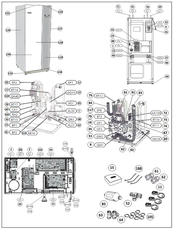 Vue éclatée Nibe F1155-6 PC | 065276 : Vue d'ensemble
