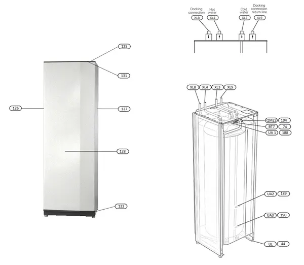Vue éclatée Nibe VPB S300 CU : Vue d'ensemble