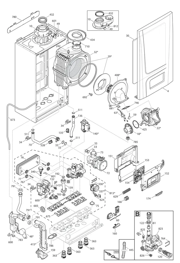 Exploded view Remeha Tzerra Ace-Matic 35C CW5: Totaaloverzicht
