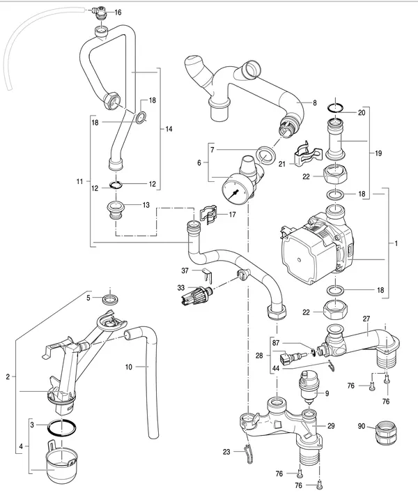 Vue éclatée Nefit (Bosch) 9700i HR50 : Hydraulique
