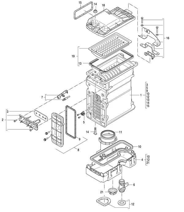 Vue éclatée Nefit (Bosch) 9700i HR50 : Échangeur thermique