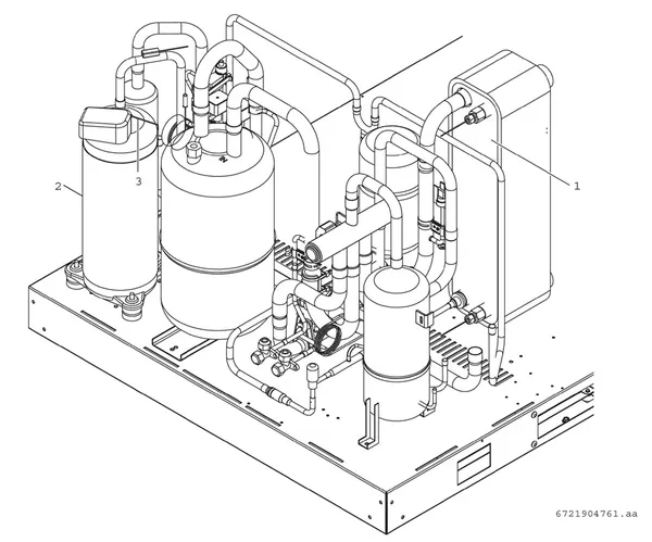 Vue éclatée Bosch Compress 3000 AWP (CS3000AWP 16 MB) : Compresseur et échangeur à plaques