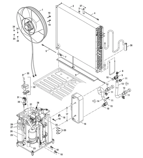 Vue éclatée Bosch Compress 5800i AW 4 OR-S : Circuit frigorifique