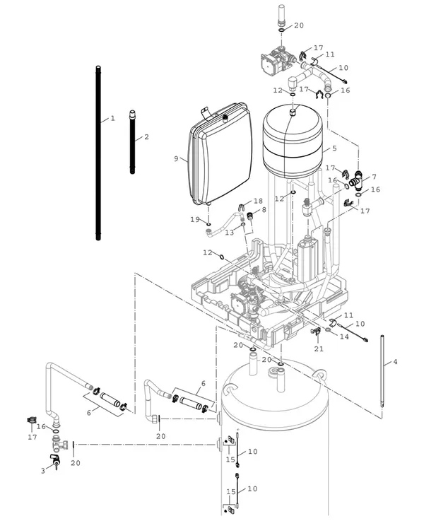 Vue éclatée Bosch Compress 5800i AW (CS5800iAW 12 M) : Ballon tampon