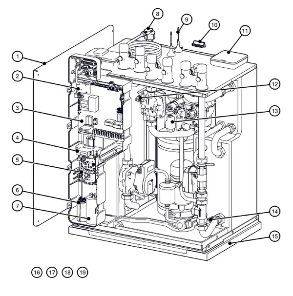 Vue éclatée Itho Daalderop 5e génération WPU 35-C (03-00689) : Behuizing elektronica capteurs