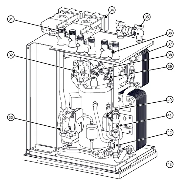 Vue éclatée Itho Daalderop 5e génération WPU 45-C (03-00690) : Hydraulisch