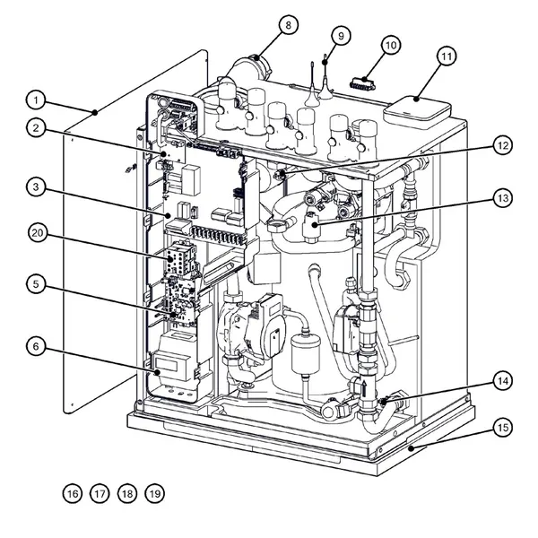 Vue éclatée Itho Daalderop 5e génération WPU 65-C (03-00692) : Behuizing elektronica capteurs