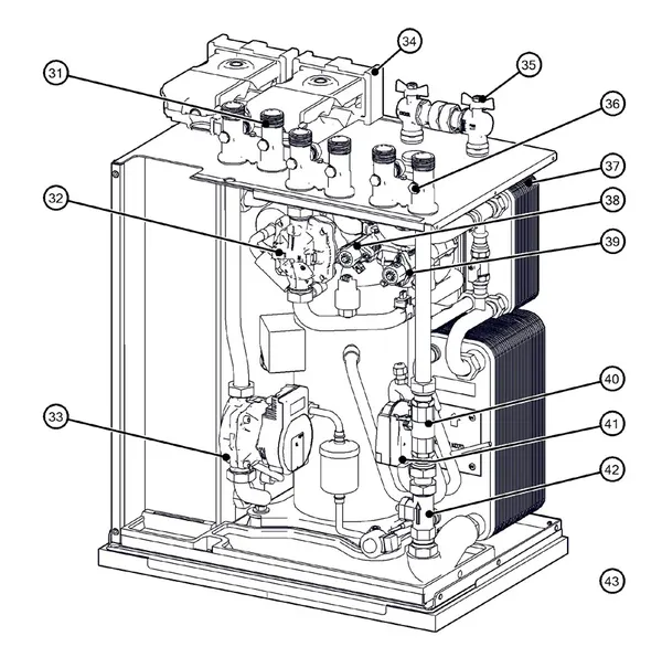 Vue éclatée Itho Daalderop 5e génération WPU 65-C (03-00692) : Hydraulisch