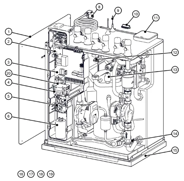 Vue éclatée Itho Daalderop 5e génération WPU 45-COE (03-00708) : Behuizing elektronica capteurs