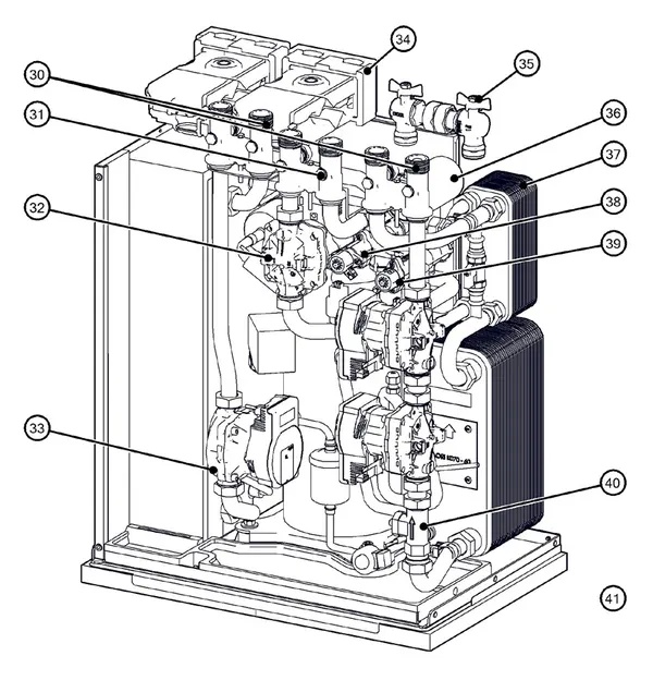Exploded view Itho Daalderop 5e generatie WPU 75-GE (03-00758): Hydraulisch