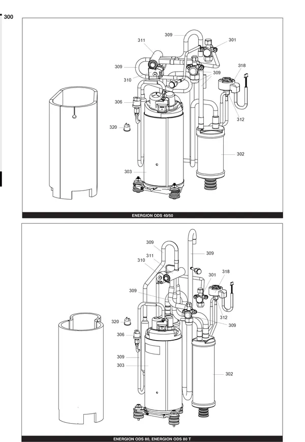 Vue éclatée Atag Energion ODS 80T : Hydraulische componenten