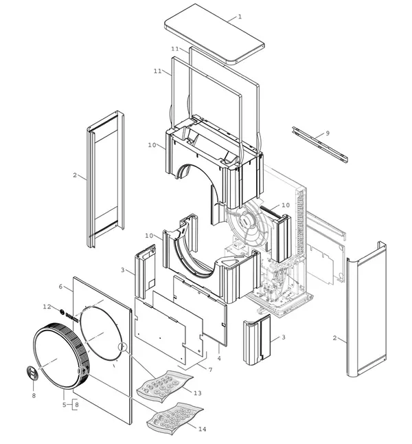 Vue éclatée Bosch Compress 7400i AW (CS7400iAW 5 OR) : Habillage de l'appareil