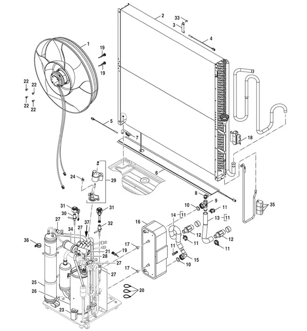 Vue éclatée Bosch Compress 5800i AW 10 OR-T : Circuit frigorifique
